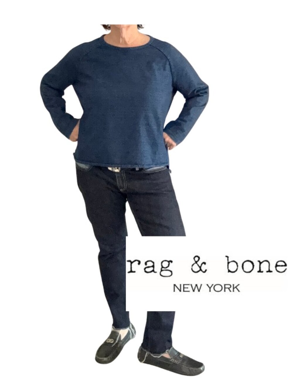 Rag & Bone Denim Knit Shirt Size Lg